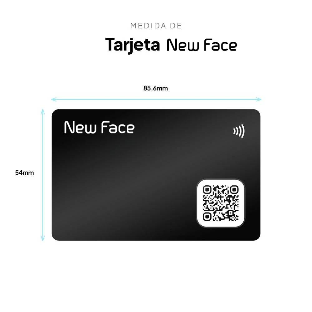 La tarjeta en tamaño real